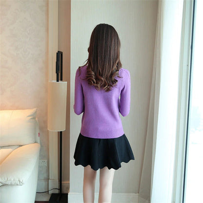 WOLF Lang Ärmel O-Hals Schlank Gestrickt Pullover