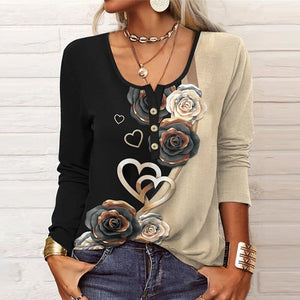 Bevada - Boho-Bluse mit V-Ausschnitt und langen Ärmeln