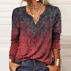 Bevada - Boho-Bluse mit V-Ausschnitt und langen Ärmeln