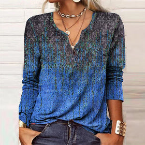 Bevada - Boho-Bluse mit V-Ausschnitt und langen Ärmeln