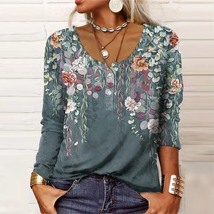 Bevada - Boho-Bluse mit V-Ausschnitt und langen Ärmeln