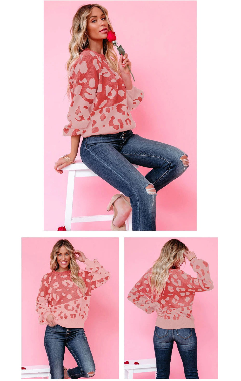 WOLF Rundhals-Pullover Gespleißt