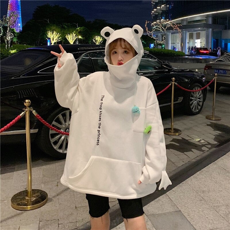 WOLF Reißverschluss Frosch Kapuzenpulli Pullover