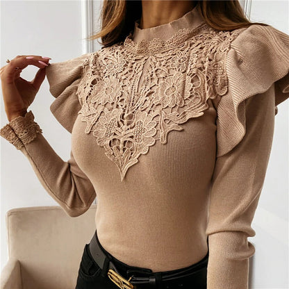 WOLF Langärmeliger Pullover Rüschen