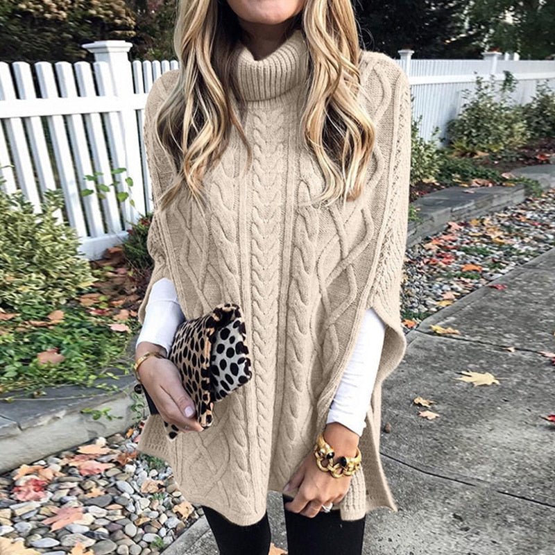 Chondra - Strickpullover mit Rollkragen & Zopfmuster