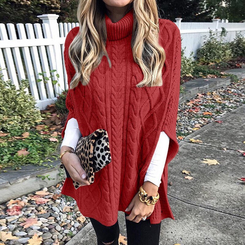 Chondra - Strickpullover mit Rollkragen & Zopfmuster