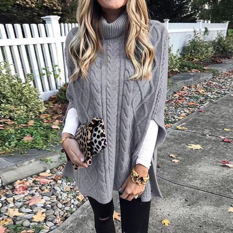 Chondra - Strickpullover mit Rollkragen & Zopfmuster