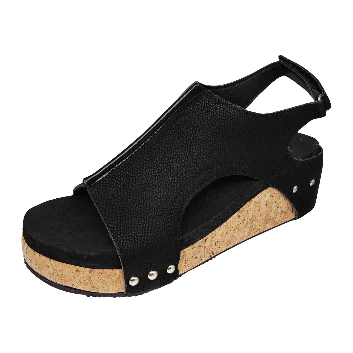 WOLF Kork Plattform Keile Slingback Knöchel Schnalle Riemen Sandalen