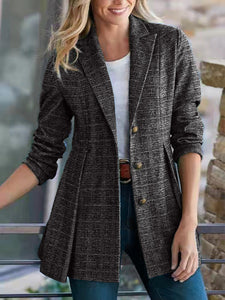 WOLF Mode Street Plaid Patchwork Schnalle Turn-back Kragen Oberbekleidung