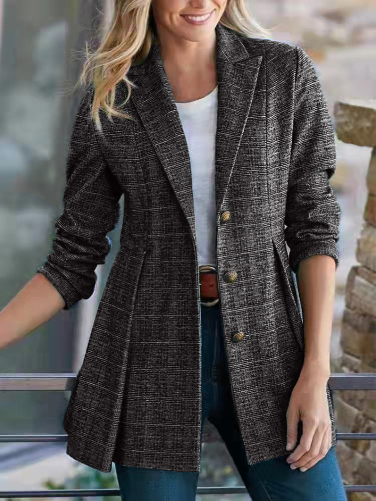 WOLF Mode Street Plaid Patchwork Schnalle Turn-back Kragen Oberbekleidung