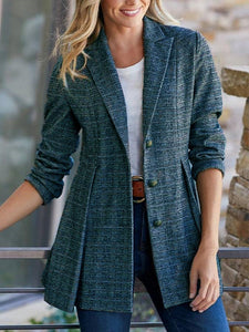 WOLF Mode Street Plaid Patchwork Schnalle Turn-back Kragen Oberbekleidung