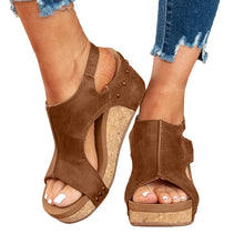 Lade das Bild in den Galerie-Viewer, WOLF Kork Plattform Keile Slingback Knöchel Schnalle Riemen Sandalen
