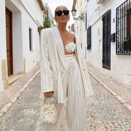 WOLF Hohe Straße Gestreifte Übergrößen Blazer