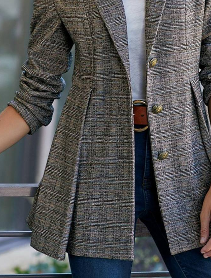 WOLF Mode Street Plaid Patchwork Schnalle Turn-back Kragen Oberbekleidung