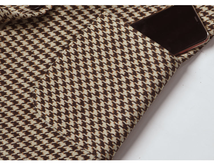 WOLF Lässiger karierter Gürtel Übergröße-Blazer