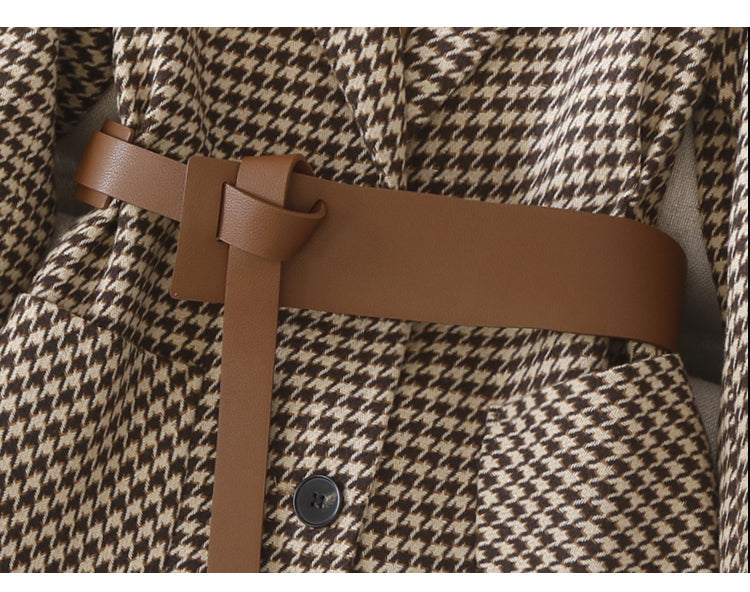 WOLF Lässiger karierter Gürtel Übergröße-Blazer