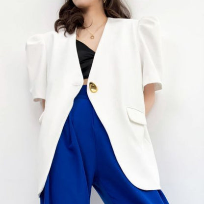 WOLF V-Ausschnitt Kurz Ärmel Blazer