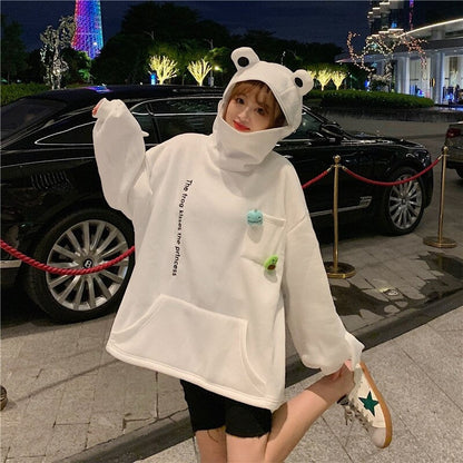 WOLF Reißverschluss Frosch Kapuzenpulli Pullover