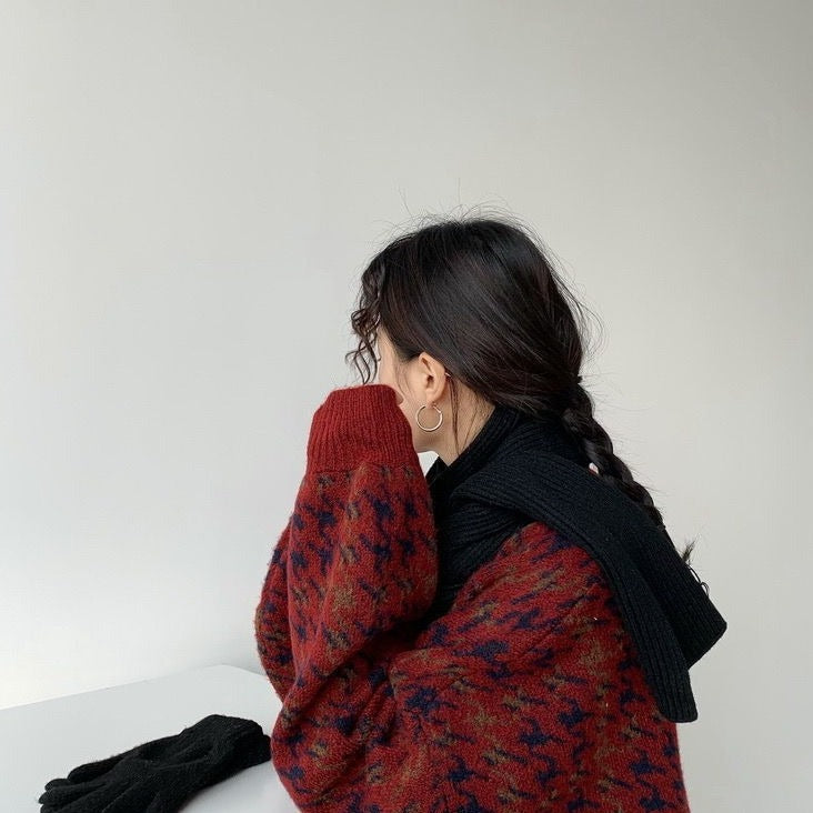 WOLF Aufnäher Arbeits pullover lose Laternenärmel