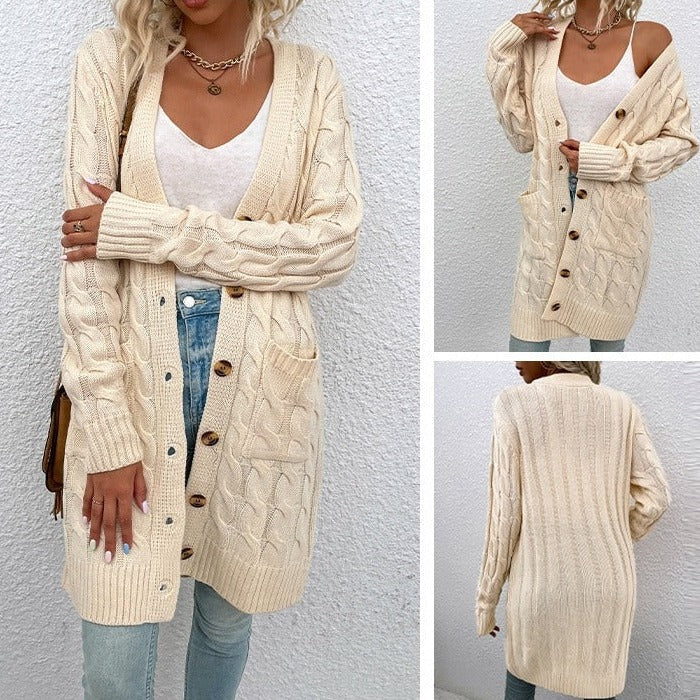 WOLF Lässig Locker Lang Ärmel Gestrickt Mäntel