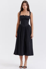 Lade das Bild in den Galerie-Viewer, ChicAzure Schwarzes Midi Sommerkleid
