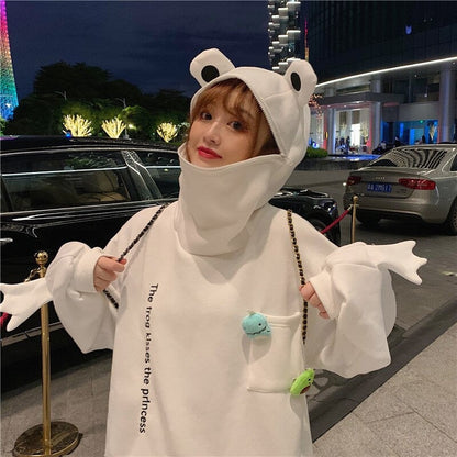 WOLF Reißverschluss Frosch Kapuzenpulli Pullover