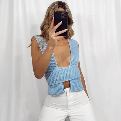 WOLF Ärmelloser Strickpullover mit Kapuze