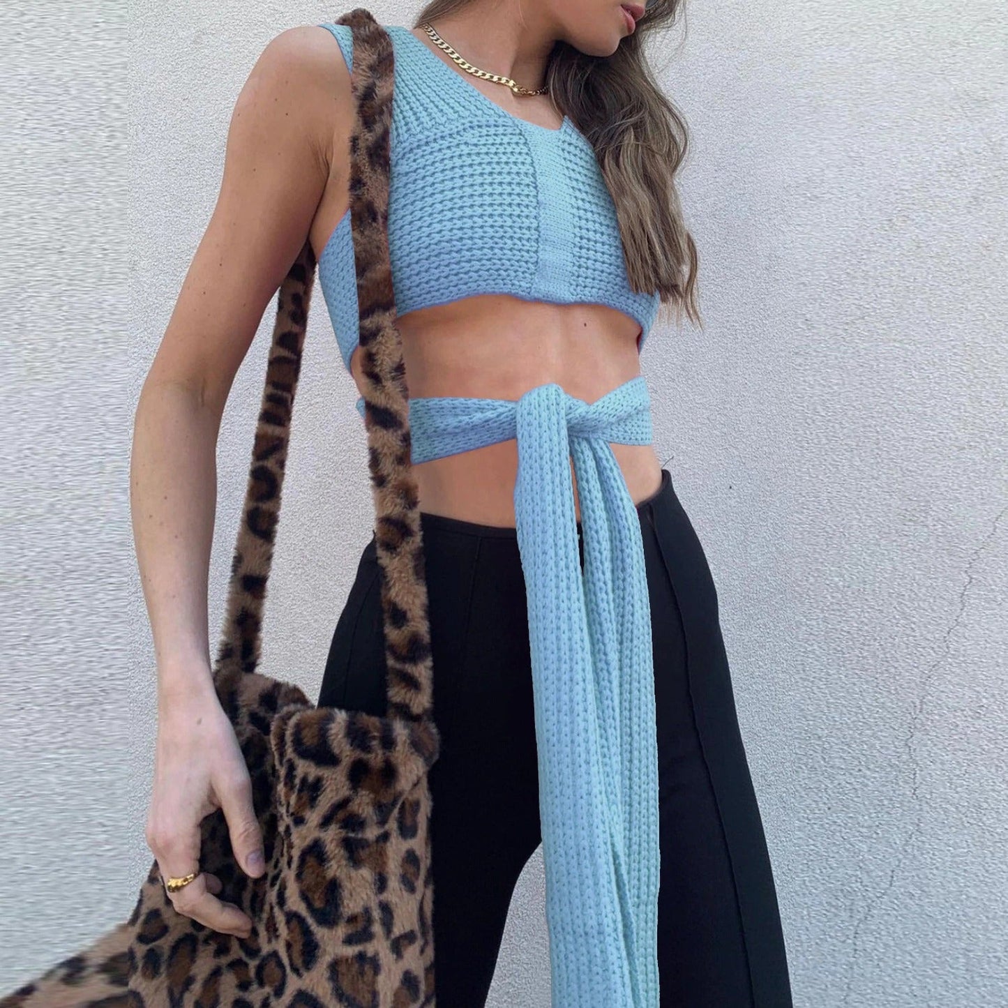 WOLF Ärmelloser Strickpullover mit Kapuze