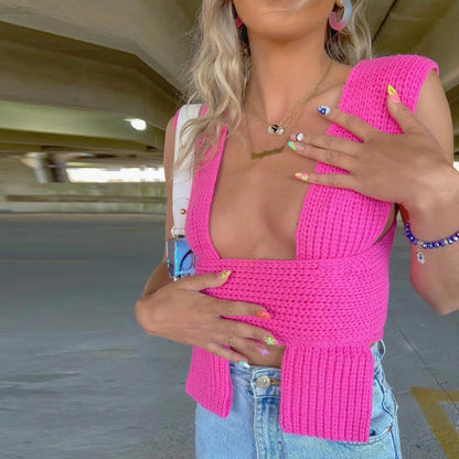 WOLF Ärmelloser Strickpullover mit Kapuze