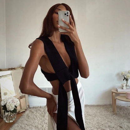 WOLF Ärmelloser Strickpullover mit Kapuze