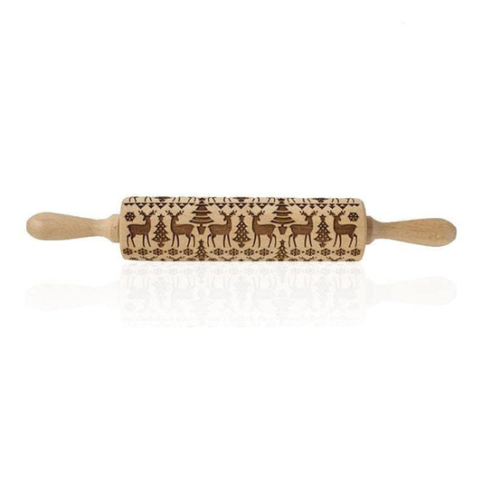 Teigroller-Nudelholz mit Weihnachtsmuster zum Kekse backen