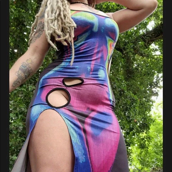 High-Slit Heat Map Kleid