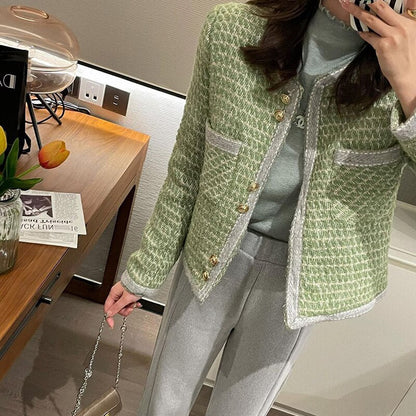 WOLF Kurze Tweed-Winterjacke in Federbindung