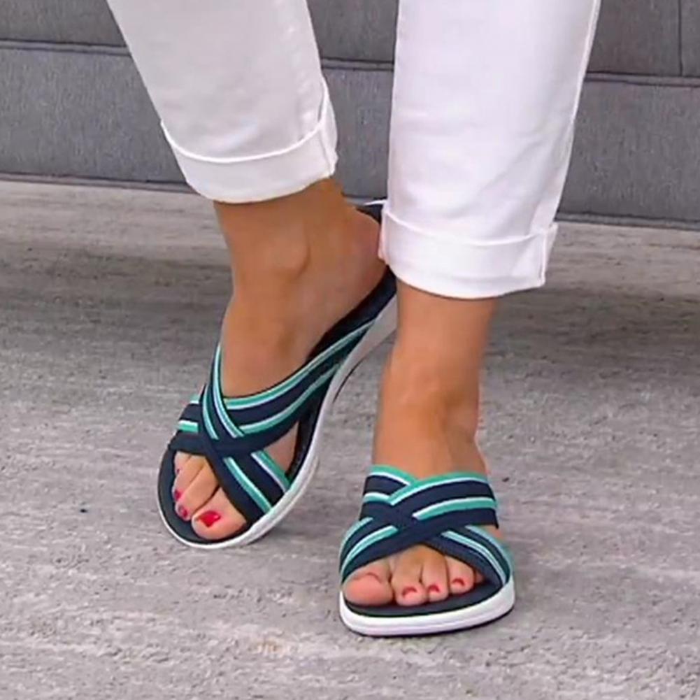 Stretch Cross Orthotic Slide Sandalen Anti-Rutsch-Schuhe für Frauen