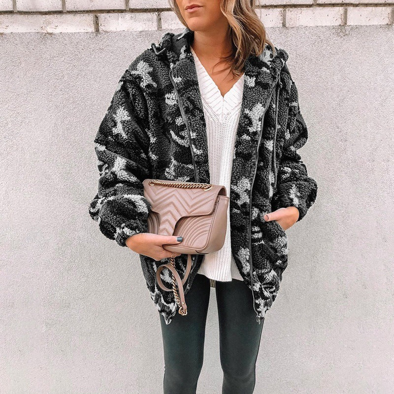 WOLFLässig Kapuze Kordelzug Plüsch-Pullover