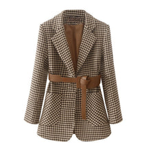 Lade das Bild in den Galerie-Viewer, WOLF Lässiger karierter Gürtel Übergröße-Blazer
