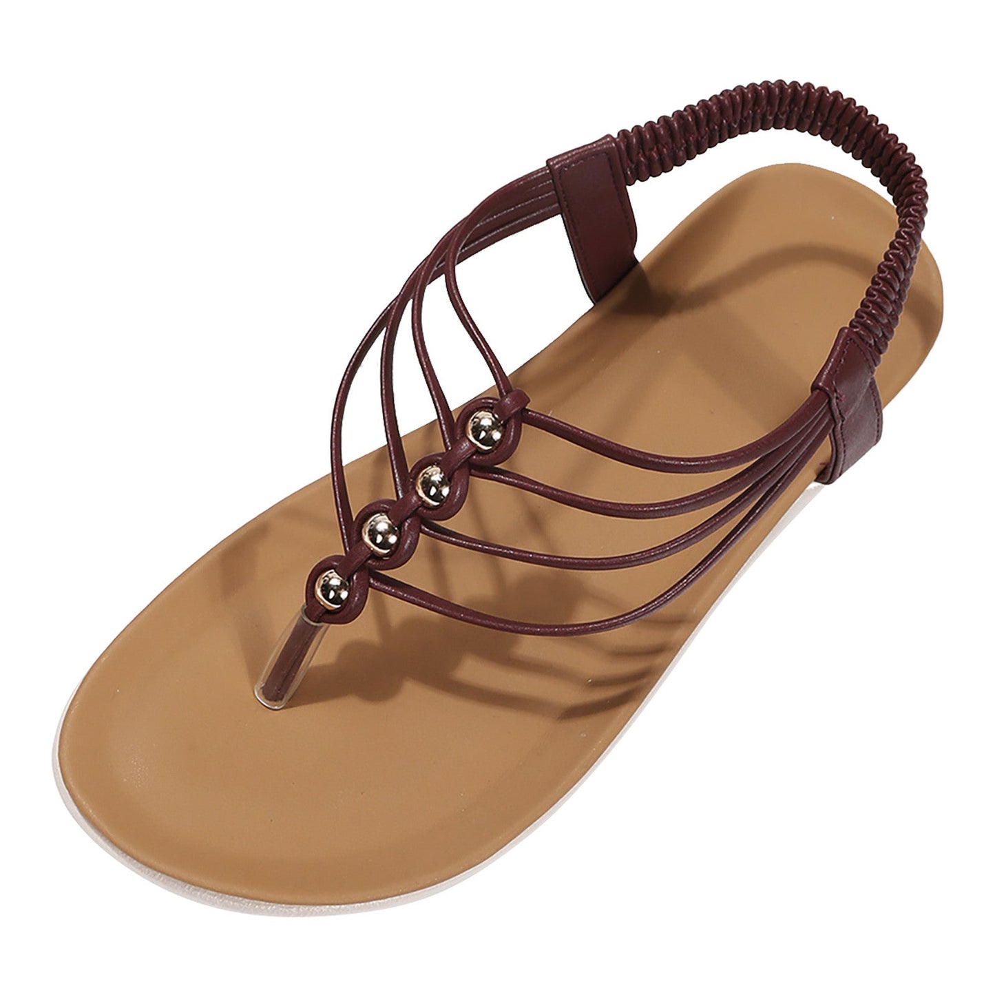 WOLF Mit Perlen besetzte dünne Riemen böhmische Zehenstegsandalen