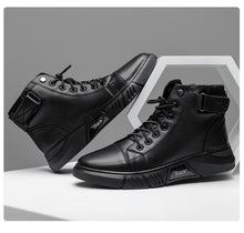 Lade das Bild in den Galerie-Viewer, Robuste Herren-Lederstiefel aus schwarzem Leder
