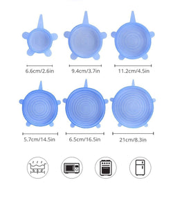 6x Wiederverwendbare Küchen Stretch-Deckel