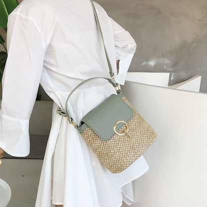 Stroh-Handtasche, Strandtasche "Eva" - chic für den Sommer_grau 5