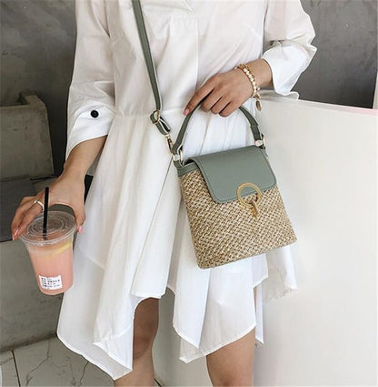 Stroh-Handtasche, Strandtasche "Eva" - chic für den Sommer_grau 3