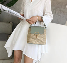 Lade das Bild in den Galerie-Viewer, Stroh-Handtasche, Strandtasche &quot;Eva&quot; - chic für den Sommer_grau
