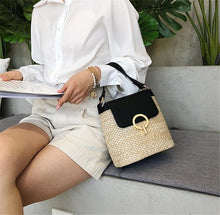 Lade das Bild in den Galerie-Viewer, Stroh-Handtasche, Strandtasche &quot;Eva&quot; - chic für den Sommer_schwarz 2
