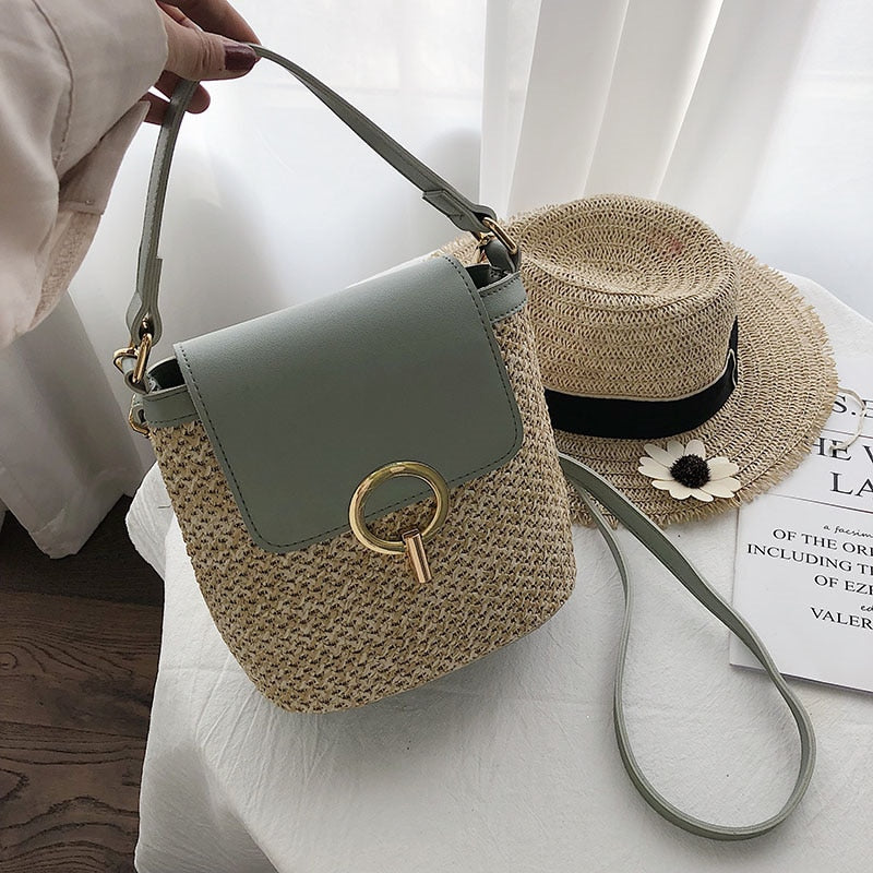 Stroh-Handtasche, Strandtasche "Eva" - chic für den Sommer_grau 6
