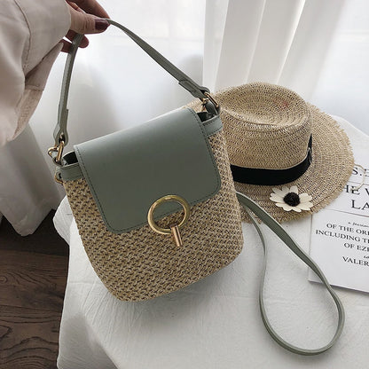 Stroh-Handtasche, Strandtasche "Eva" - chic für den Sommer_grau 6