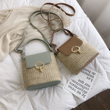 Lade das Bild in den Galerie-Viewer, Stroh-Handtasche, Strandtasche &quot;Eva&quot; - chic für den Sommer_grau und braun
