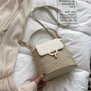 Stroh-Handtasche, Strandtasche "Eva" - chic für den Sommer_beige