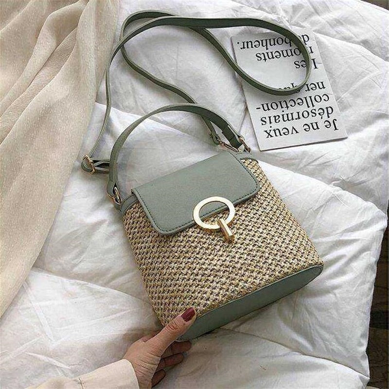 Stroh-Handtasche, Strandtasche "Eva" - chic für den Sommer_grau 8