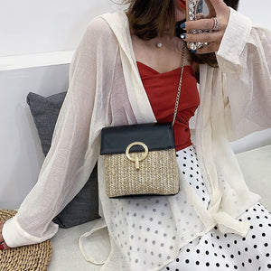 Stroh-Handtasche, Strandtasche "Eva" - chic für den Sommer_schwarz 3