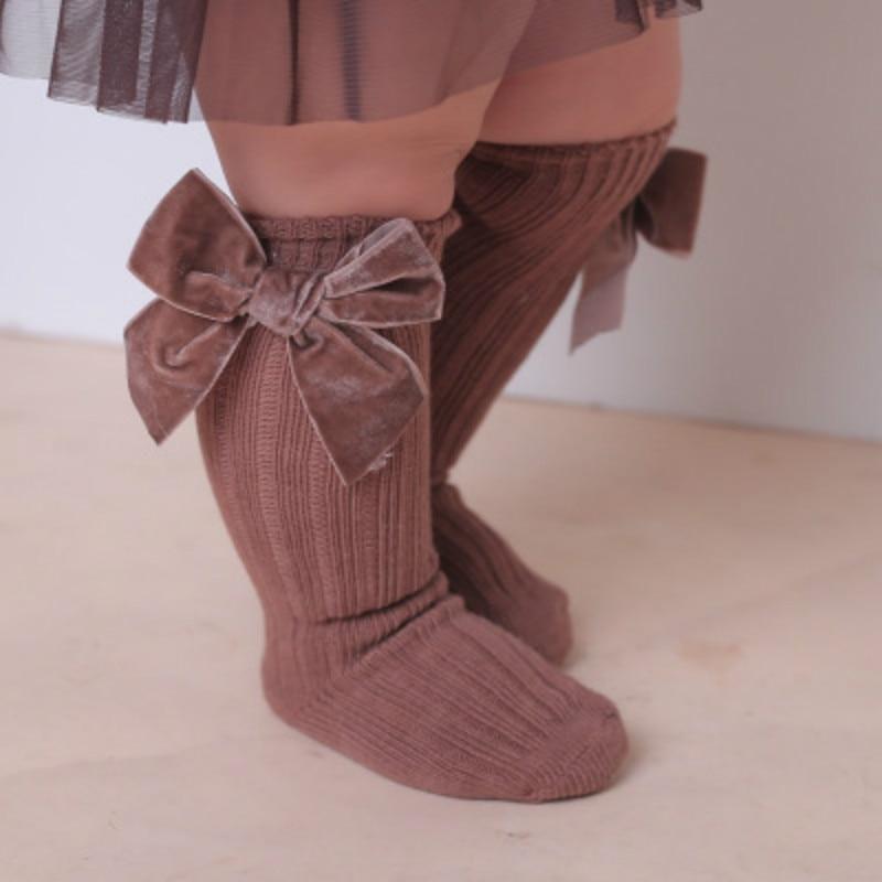 Baby-Kniestrümpfe mit Schleife / Socken für Babys & Kleinkinder - modisch & bequem, Brown / 1-3 Jahre
